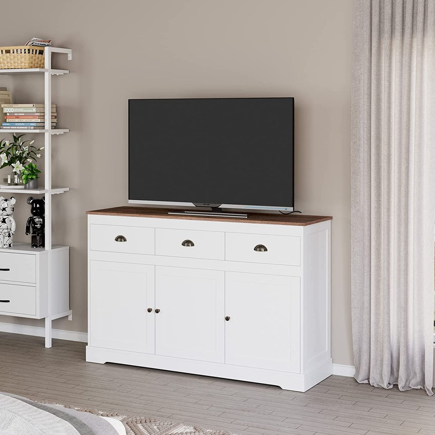 Farmhouse Buffet Cabinet With Adjustable Shelves 53 Inch Length