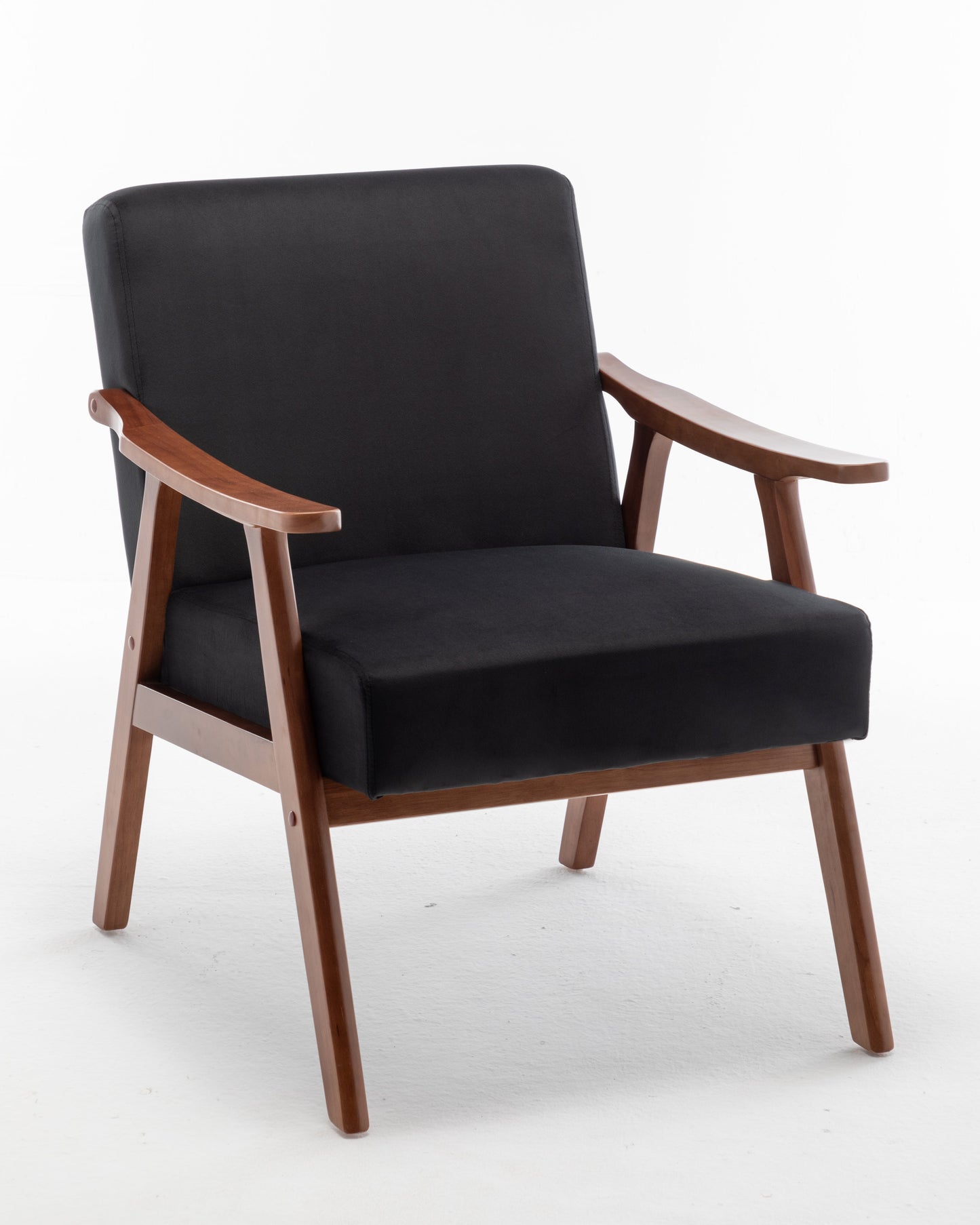 Accent Chair with Velvet Upholstery and Solid Wood Frame