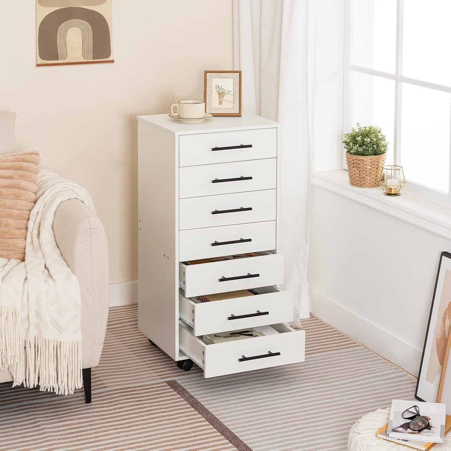 White 7 Drawer File Cabinet Storage For Home Office