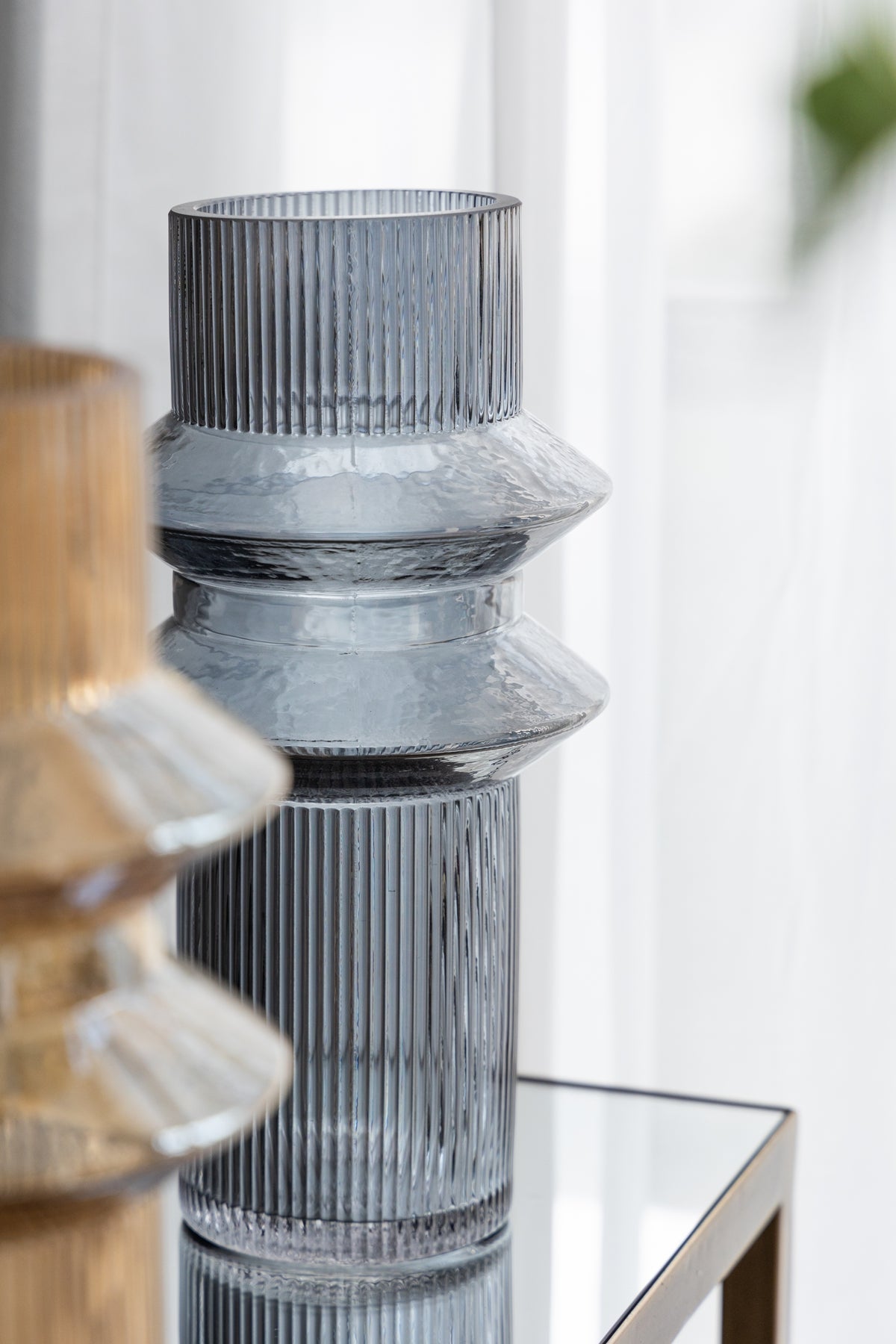 D5.9x11.8"H Fluted Accent Vases Set of 2