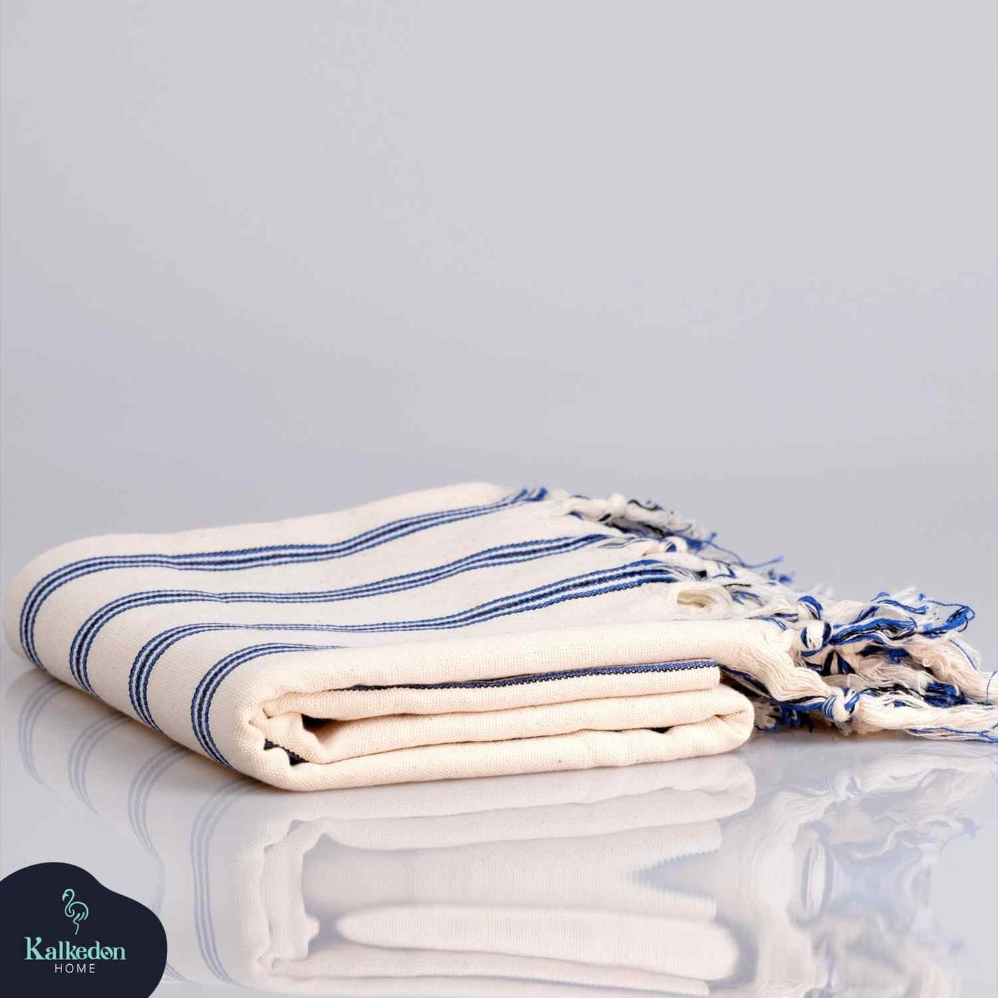 Dark Blue Striped Handwoven Turkish Towel
