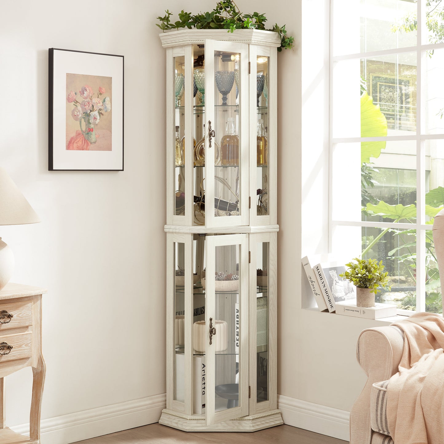 Lighted Corner Curio Cabinet