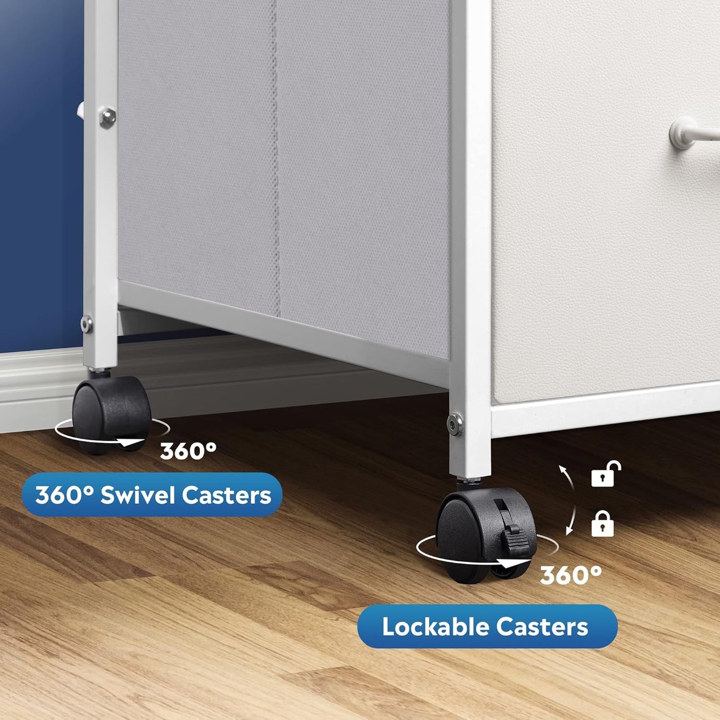 3 Drawer Mobile File Cabinet With Rolling Printer Stand And Open Storage Shelf White