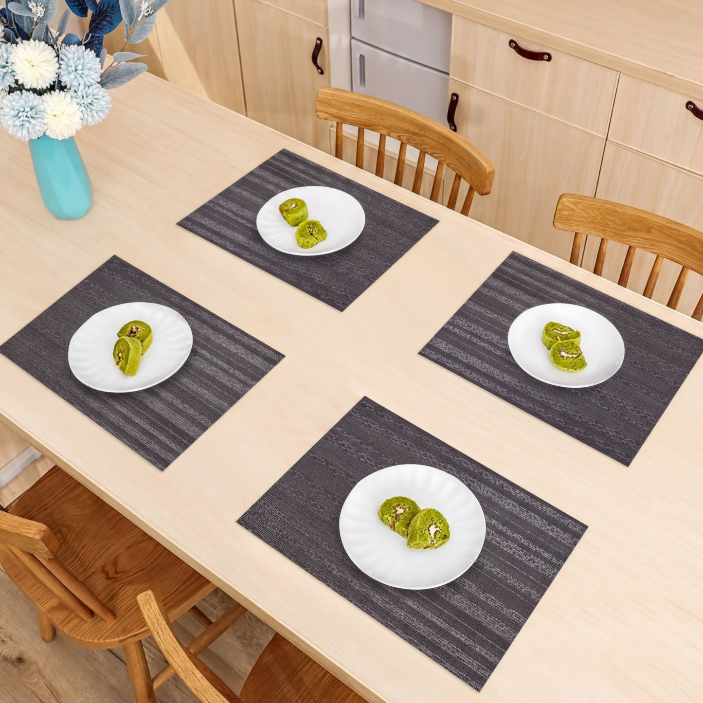 PVC Placemats - Brown Dining Table Mats | Heat Resistant, Non Slip Protection