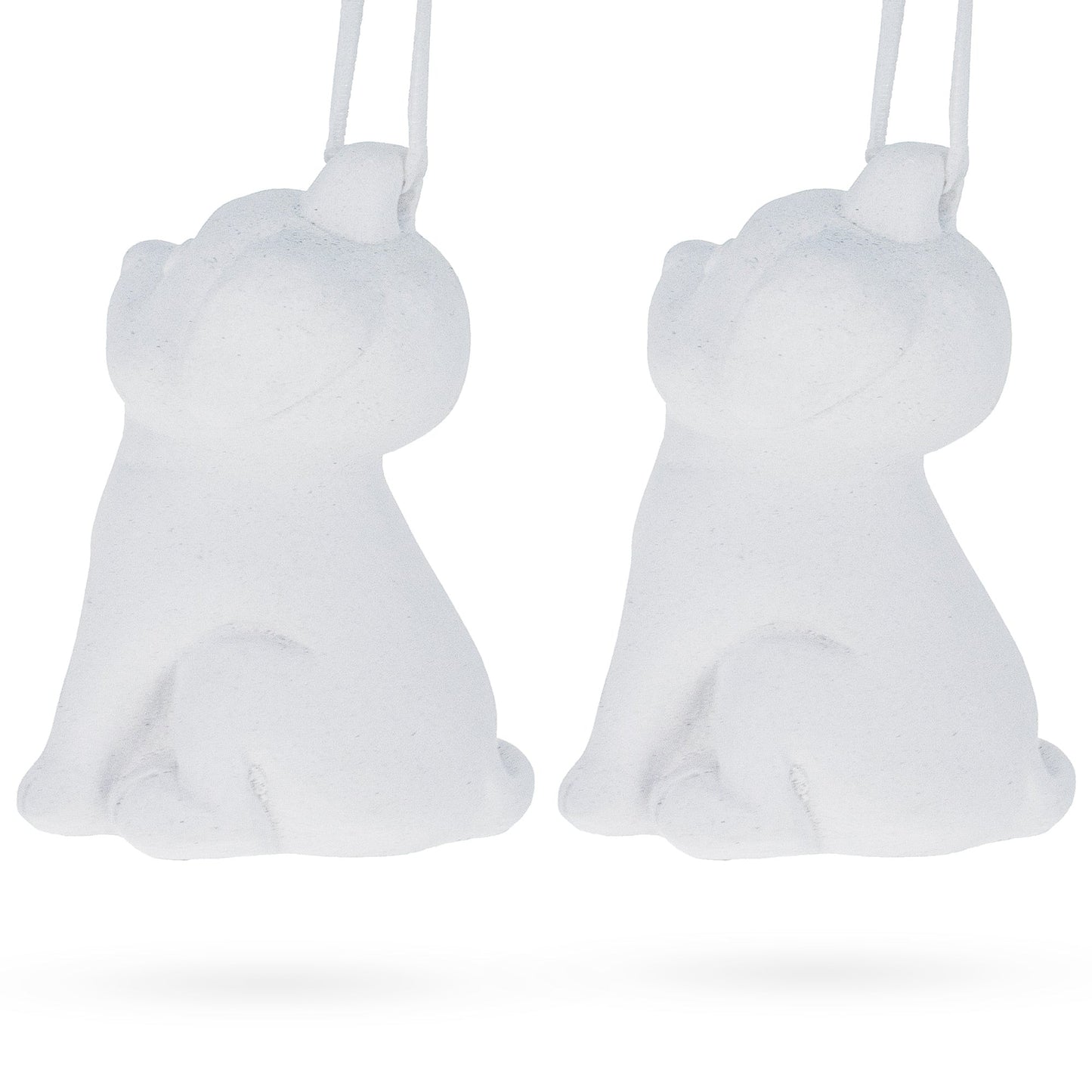 Set of 2 Blank Unfinished White Plaster Dog Christmas Ornaments DIY Craft 3.25 Inches