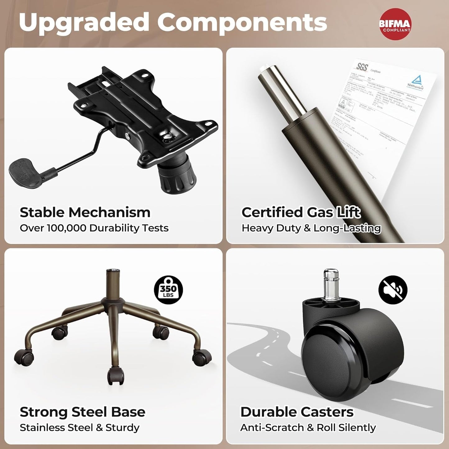 Ergonomic Leather Office Chair Dark Brown Mid Century Modern