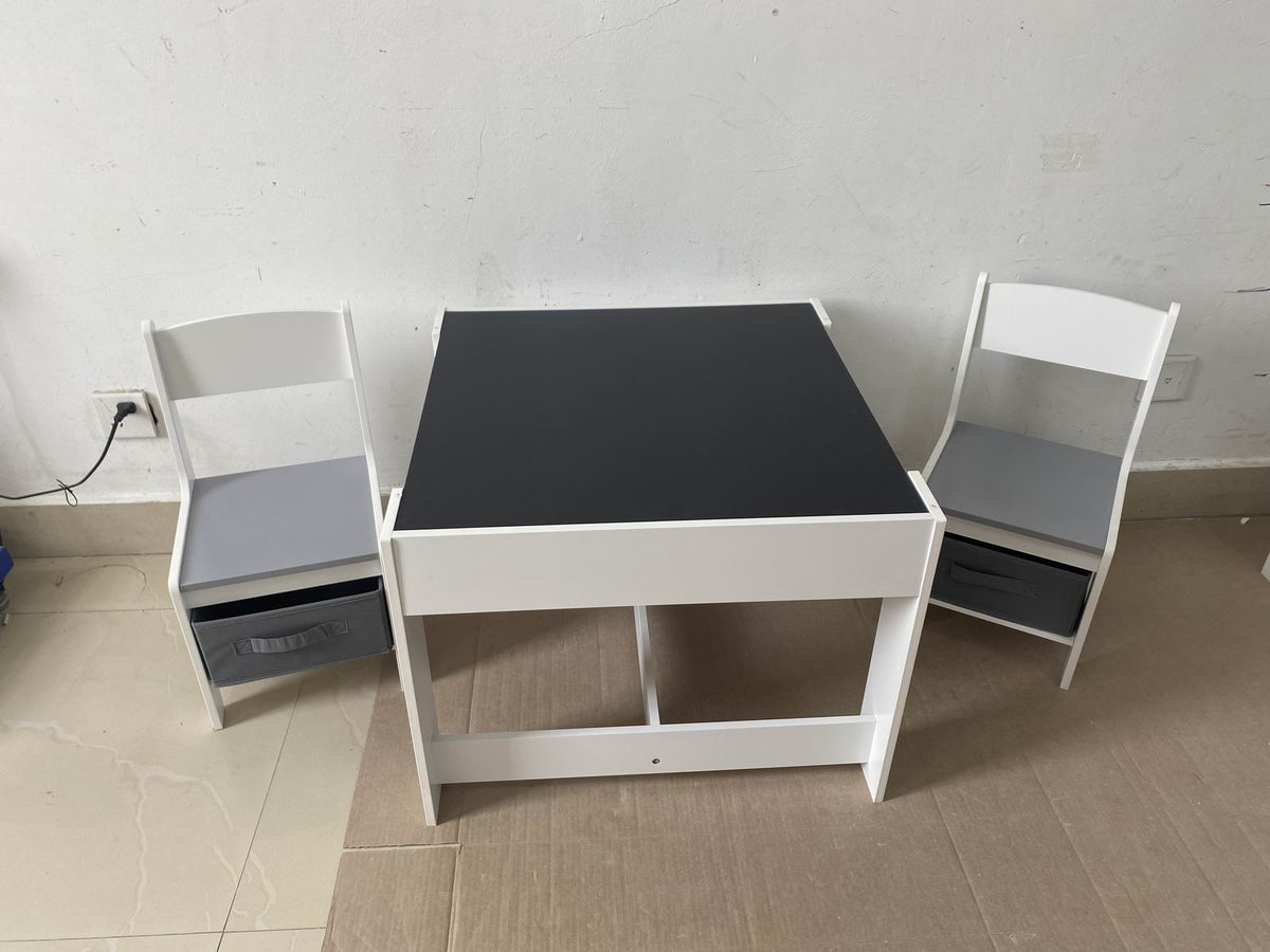 Kids Table and Chair Set, 3 in 1 Wooden Activity Table