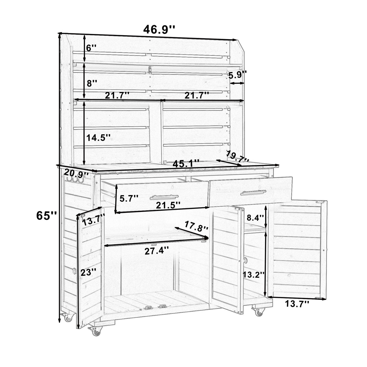 TOPMAX 65''H Large Garden Potting Bench