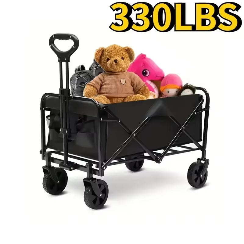 Wagon Cart Foldable Heavy Duty Utility Cart for Groceries, Sports, Gardening, Shopping Portable Folding Cart Foldable Cat