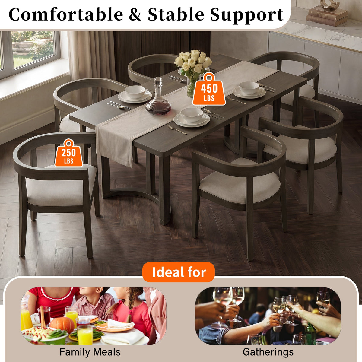 TREXM 7 Piece Dining Table Set for 6, Espresso