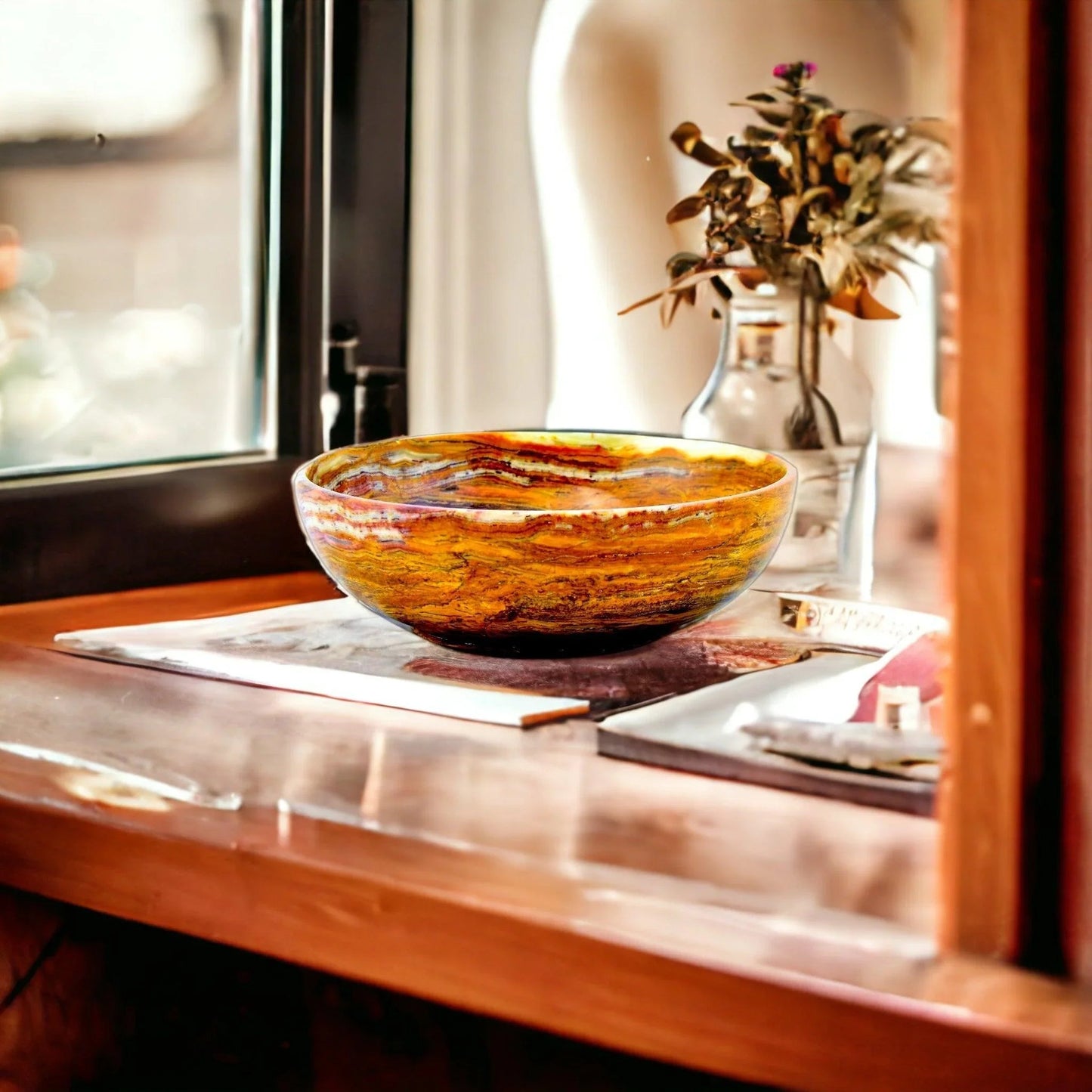 Decorative Fruit Bowl | Multi Brown Onyx 12 inch