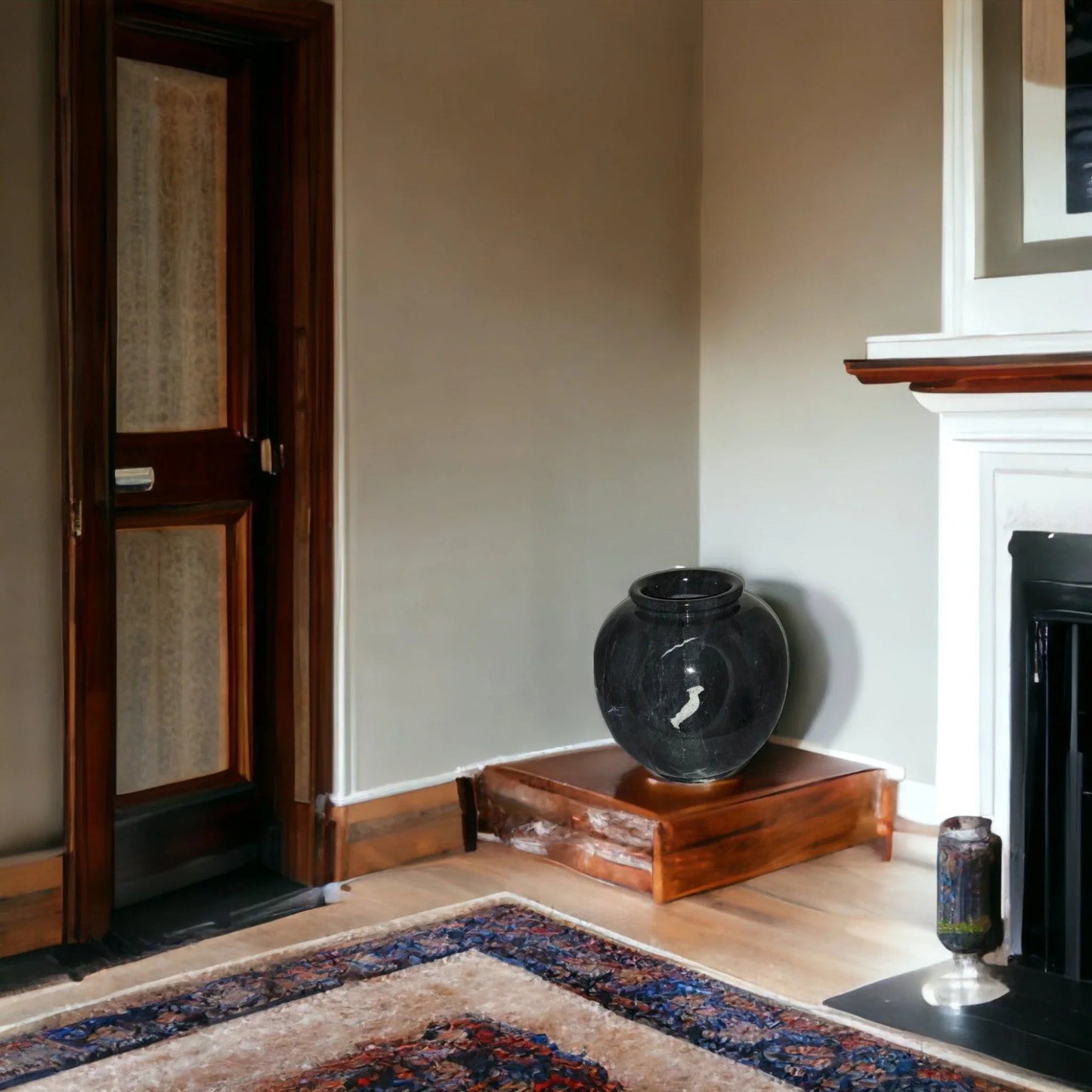 Decorative Vase of Black Marble | 12 inch Round