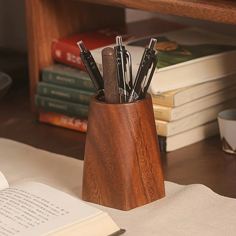 Desk Organizer - Portable Walnut Wood Compact