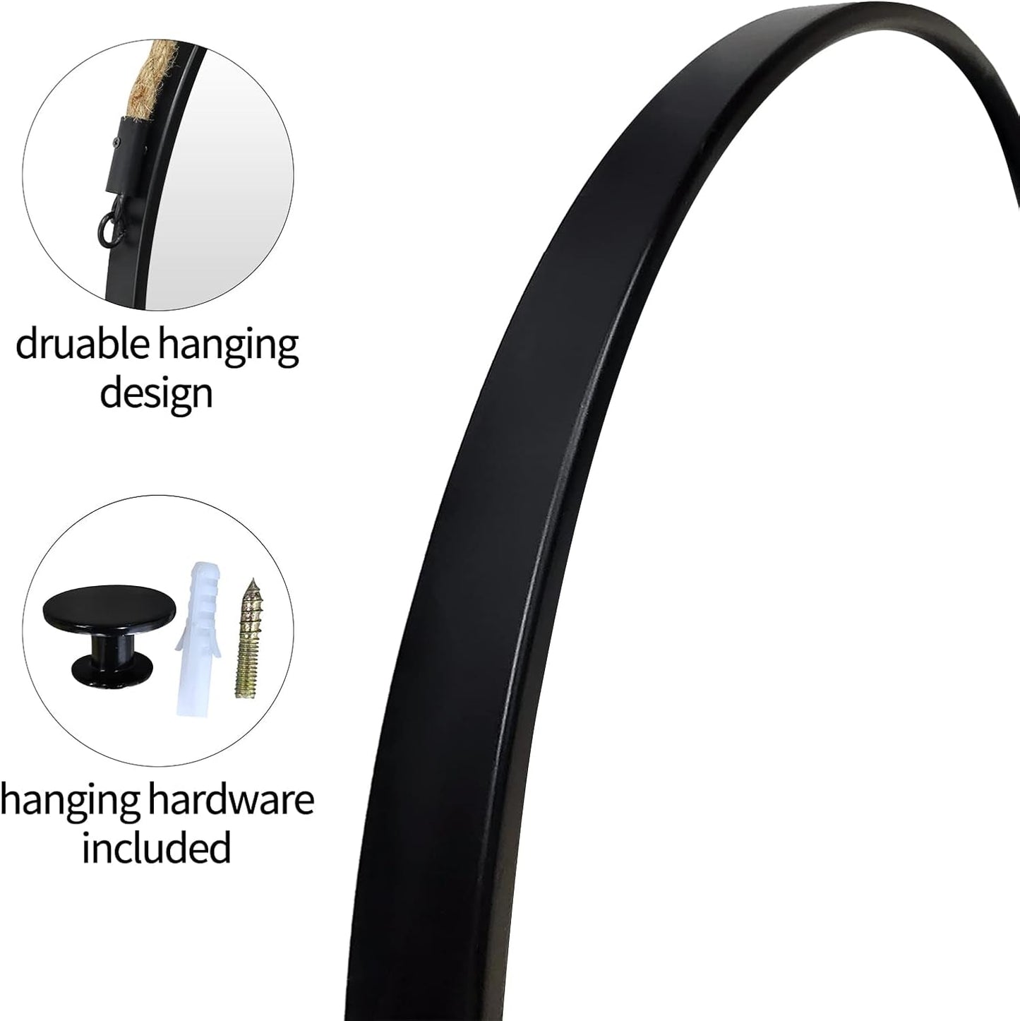 20 Inch Round Hanging Mirror Wall Mounted Classic