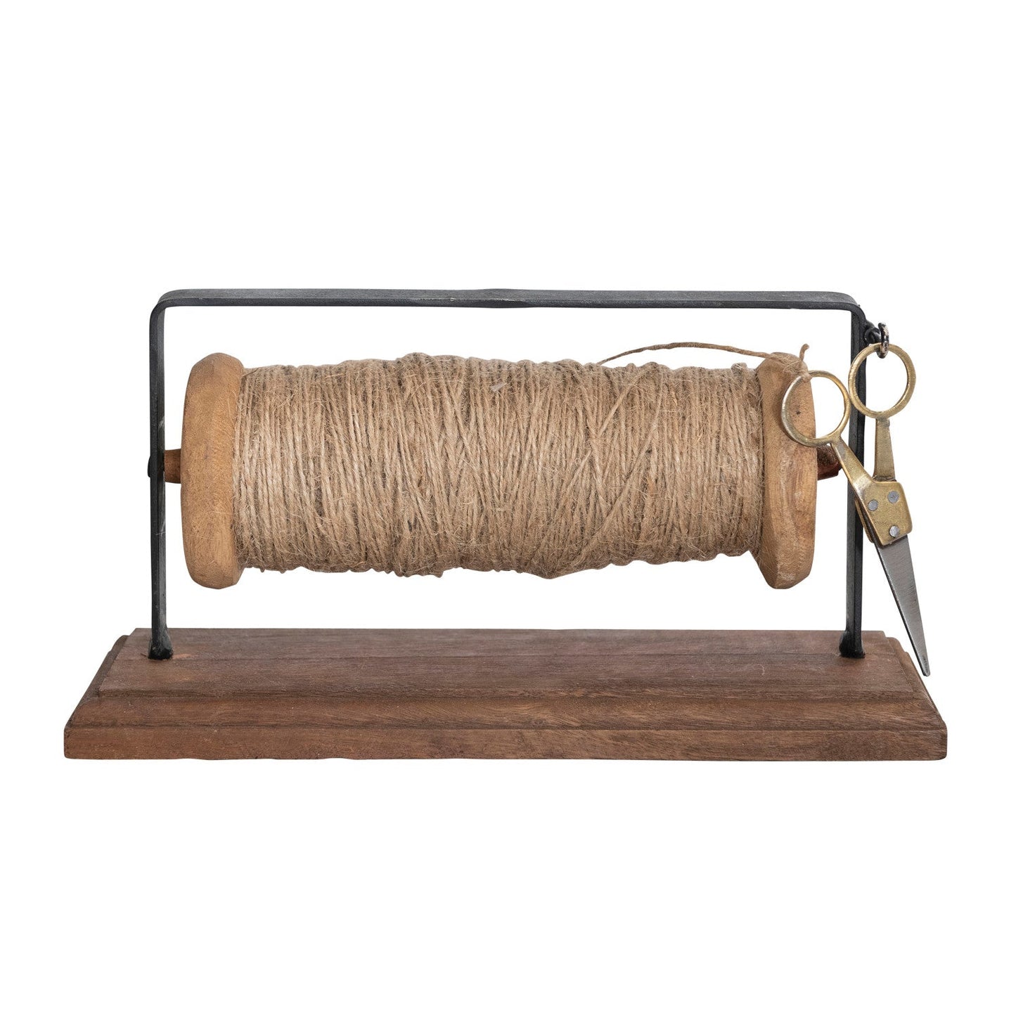 Reclaimed Wood & Metal Spool Stand w/ Scissors