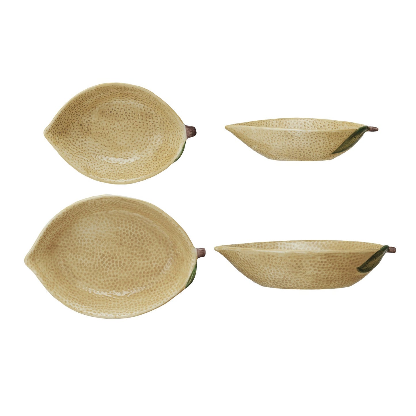 Hand-Painted Stoneware Lemon Shaped Bowls in Large or Small