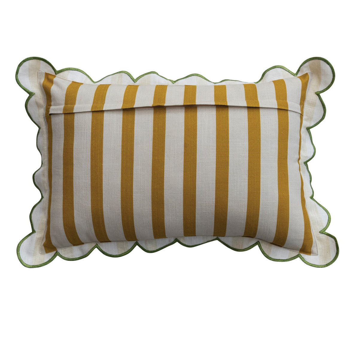 Cotton Striped Lumbar Pillow w/ Scalloped Flange