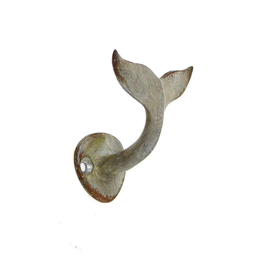 Distressed Metal Whale Tail Wall Hook for Coastal Style (Set of 2)