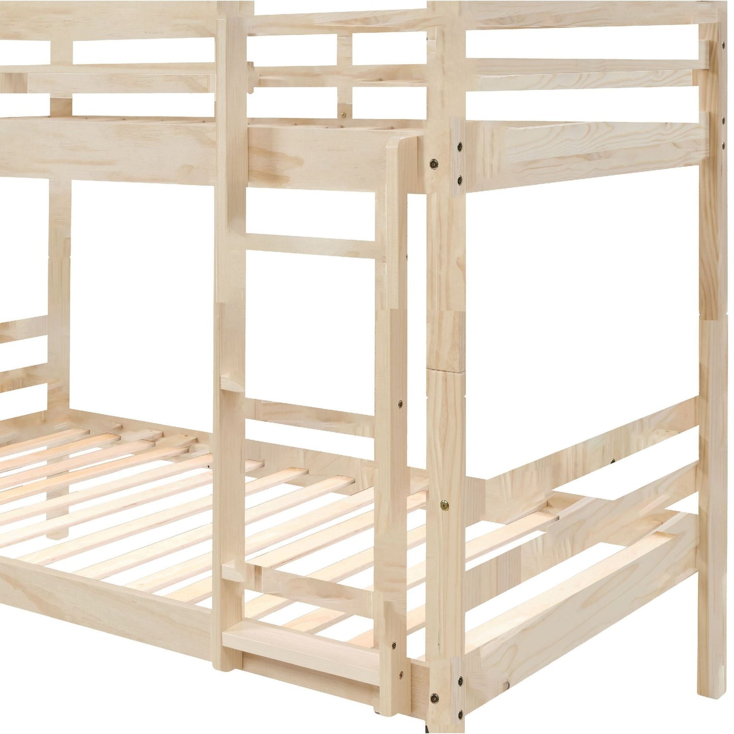 Shared Room Solution Twin Over Twin Wood Bunk Bed with Ladder, White | Just Better Bunk Beds