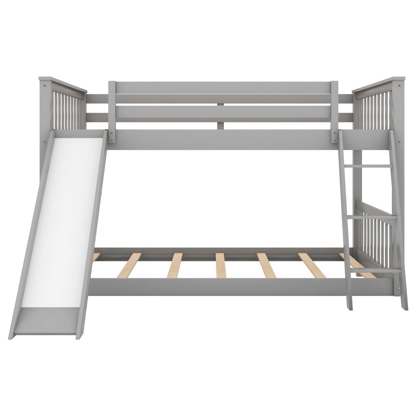 Fun Convertible Slide Full Over Full Wood Bunk Bed, Gray | Just Better Bunk Beds