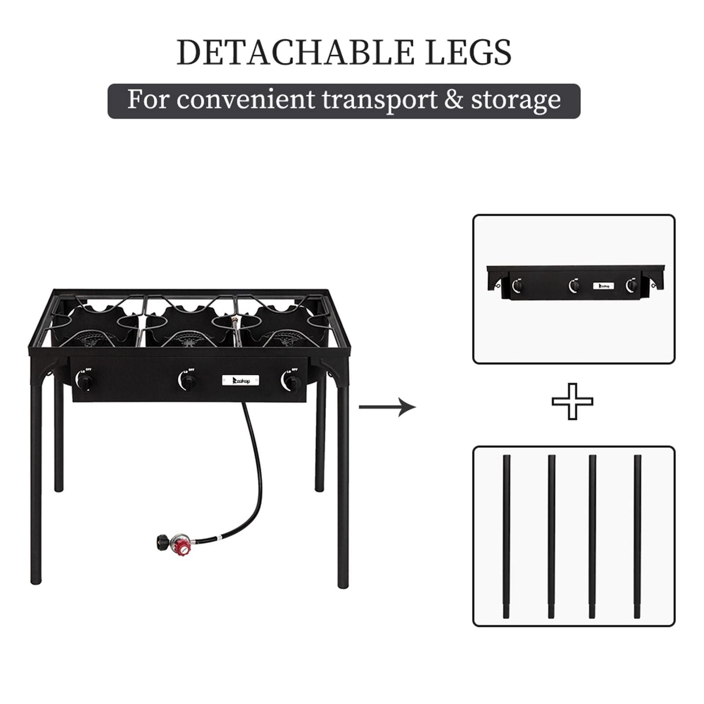 225,000 BTU Outdoor Propane Camp Stove β 3 Burner Cooker
