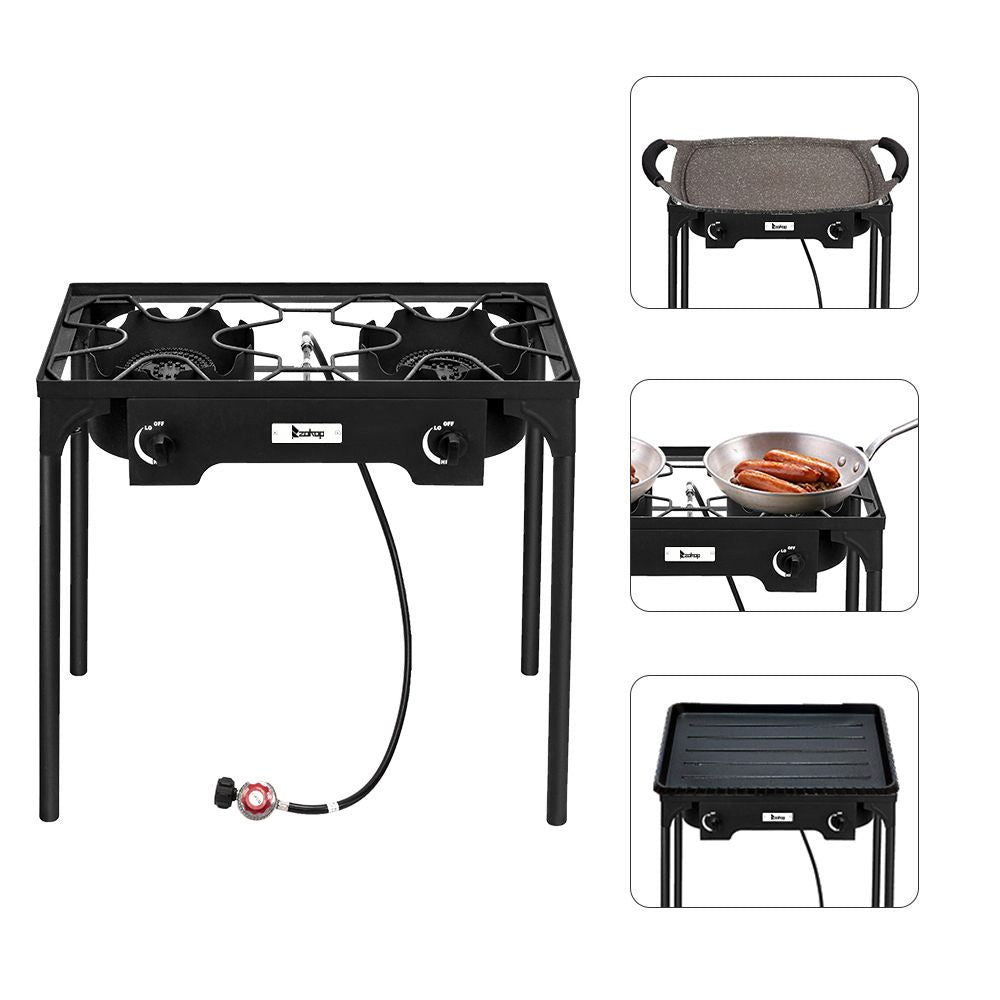 Double Burner High-Pressure Propane Camp Stove β 150,000 BTU Cast Iron