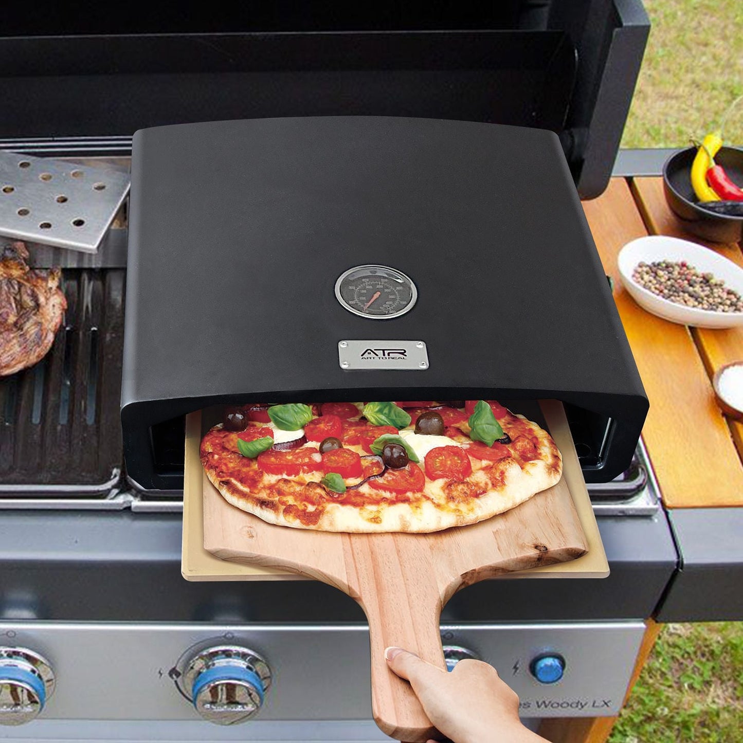 Portable Outdoor Pizza Oven โ Gas Stove Top with Stone Included