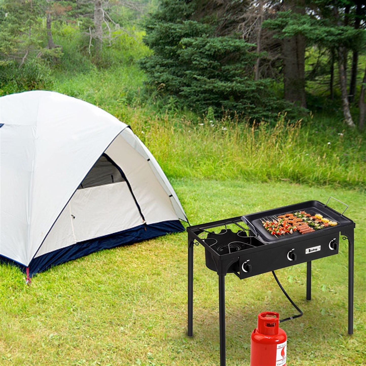 225,000 BTU Outdoor Propane Camp Stove β 3 Burner Cooker