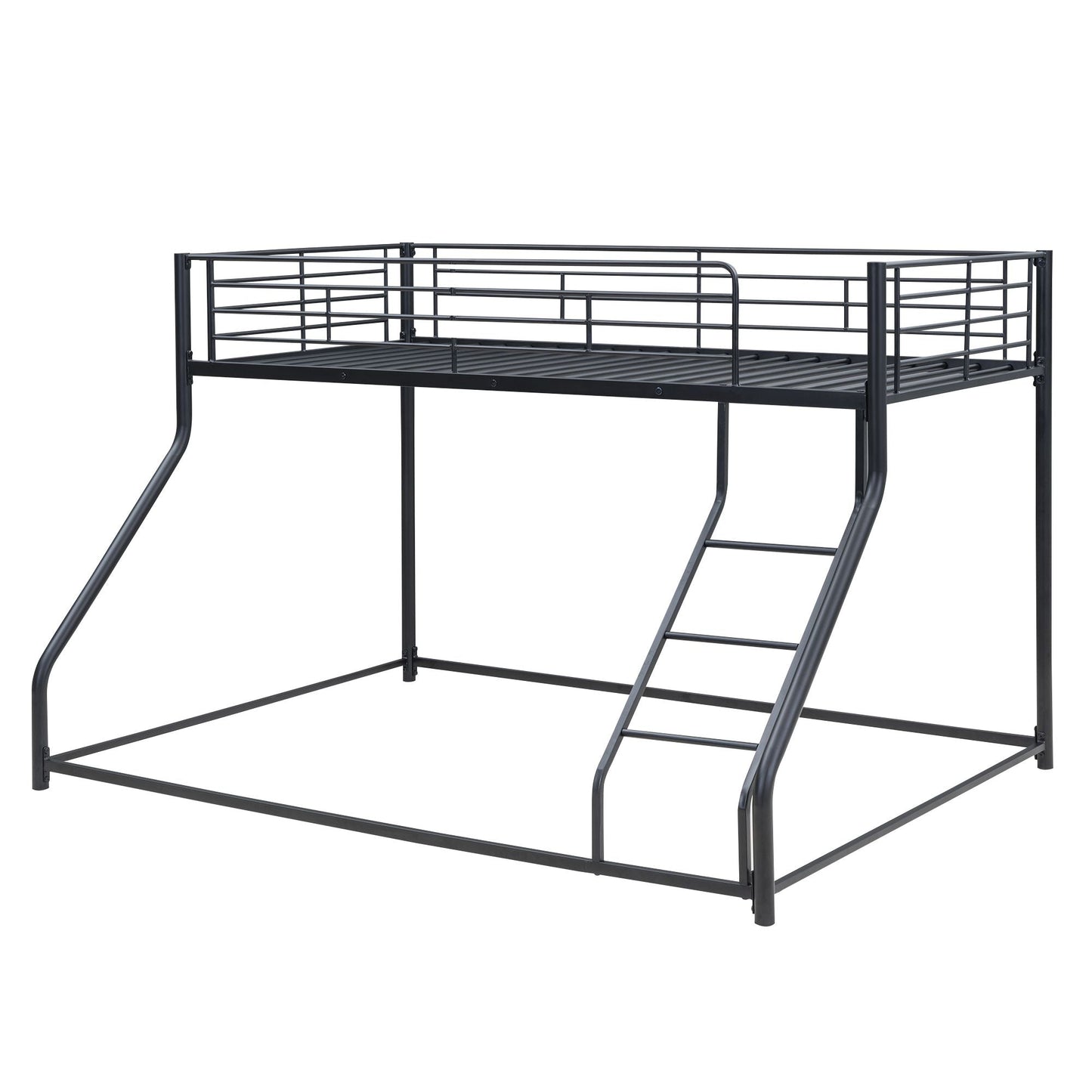 Space-Saving Twin XL Over Queen Metal Floor Bunk Bed, Black | Just Better Bunk Beds