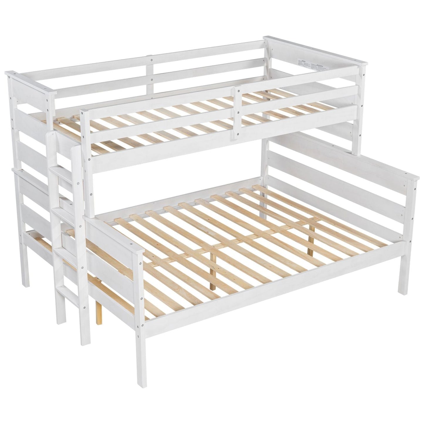 Shared Room Solution Twin XL Over Queen Wood Bunk Bed with Ladder, White | Just Better Bunk Beds