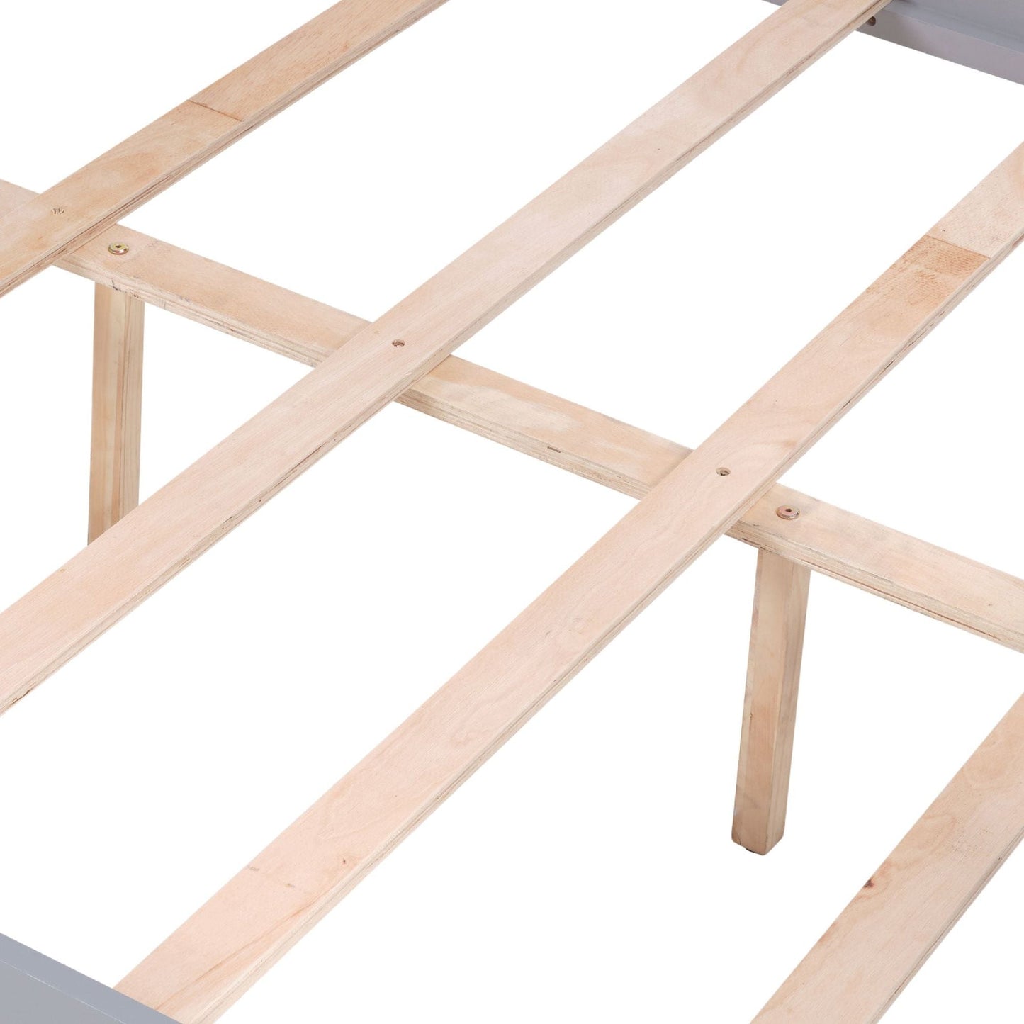 Kids Bedroom Twin Over Full Wood Bunk Bed with Flexible Ladder, Gray | Just Better Bunk Beds