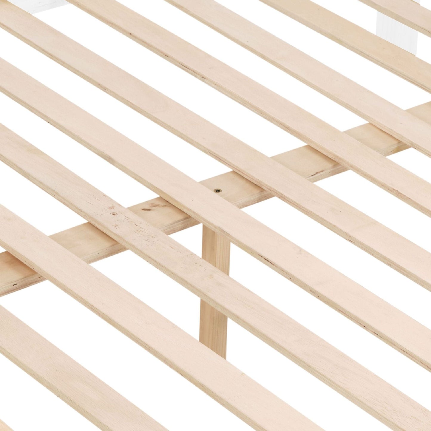 Kids Bedroom Twin Over Full Wood Bunk Bed with Thick Posts, High Guardrail, Ladder, White | Just Better Bunk Beds