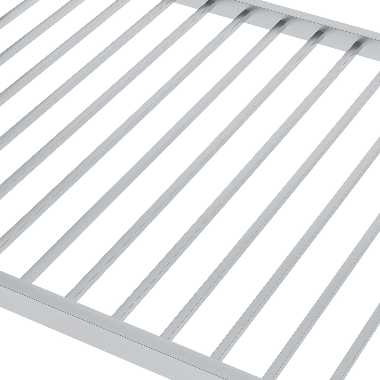 Low Profile Twin Over Twin Metal Bunk Bed with Ladder, White | Just Better Bunk Beds