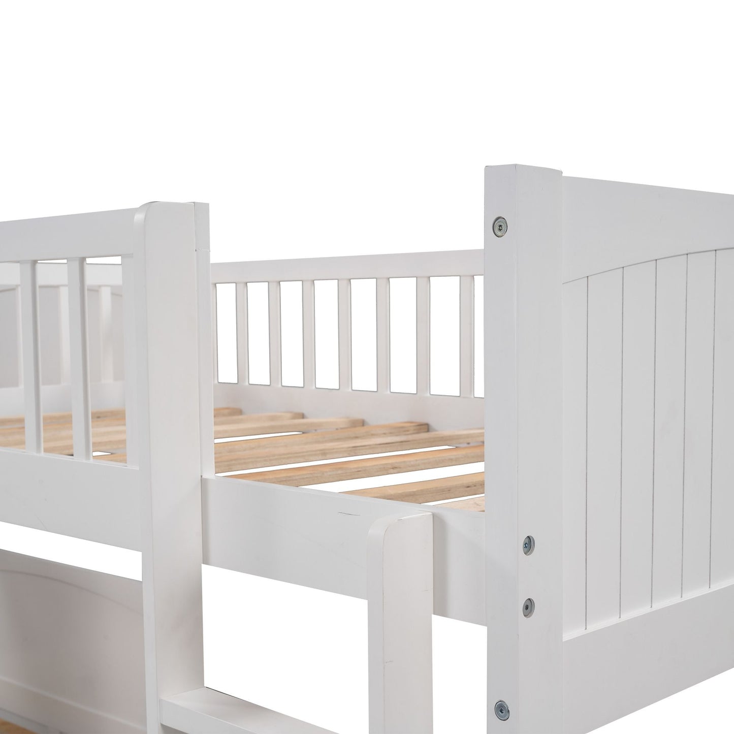 Loft Style Twin Wood Bunk Bed with Two Drawers, Gray | Just Better Bunk Beds