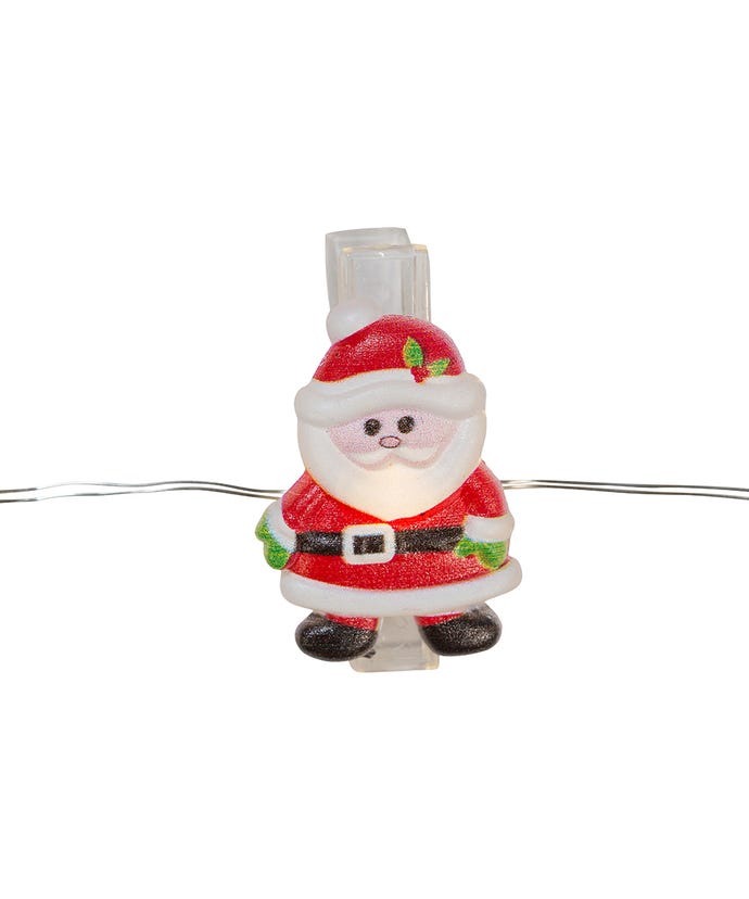 Battery Operated Clip Light set - Santa