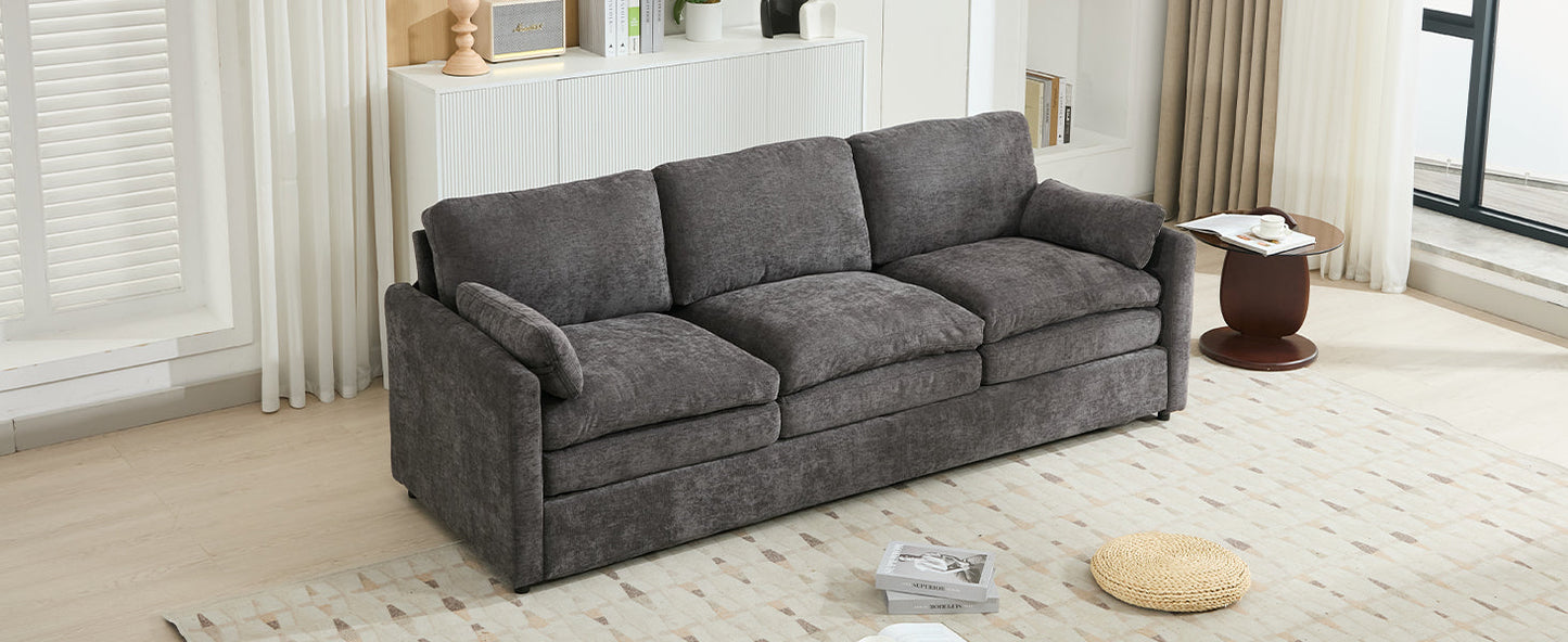 89' Cozy Upholstered 3-seater Sofa Oversized Comfy Cloud Sofa Double Cushion 3-seater Sofa Plush Cushion Sofa Couch for Living Room, Grey