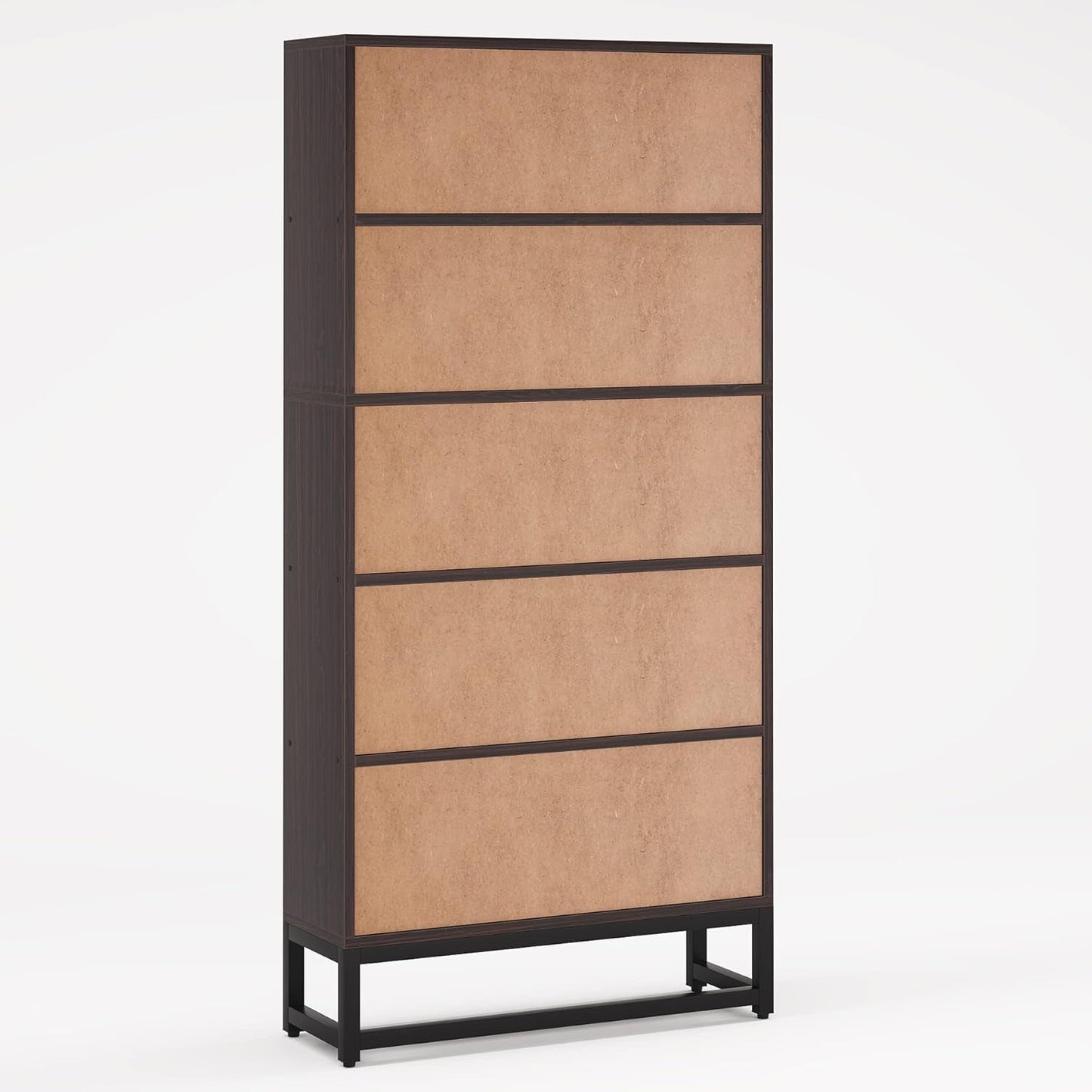 Tall Bookcase And Bookshelf 70.8 Inch Sandalwood Shelving