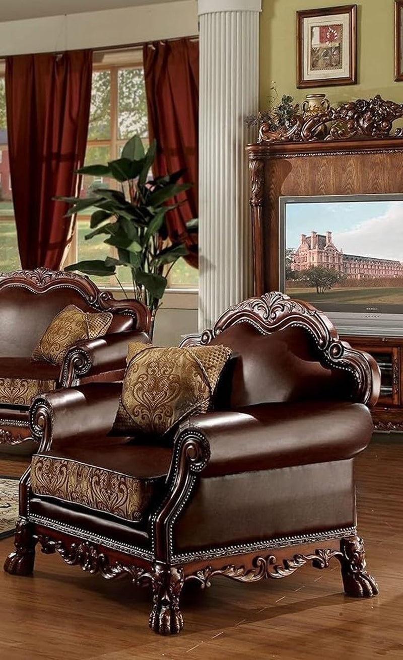 Three-Piece Living Room Set Cherry Oak Sofa Loveseat Chair