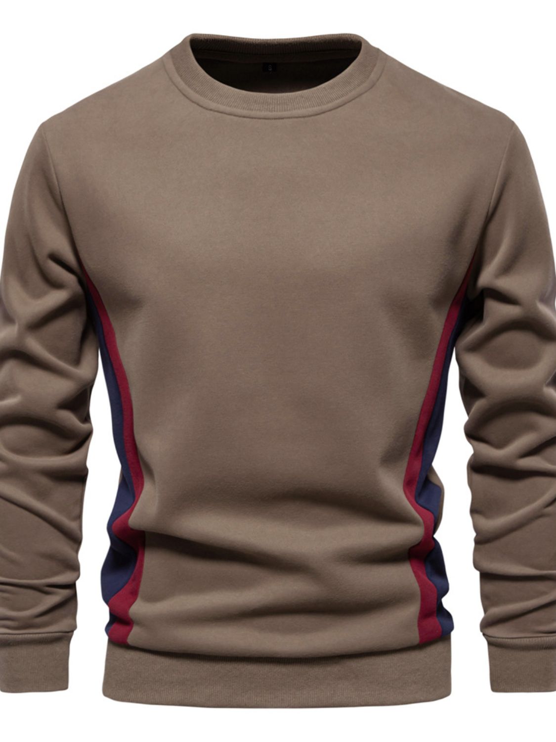 Side Striped Contrast Round Neck Sweatshirt