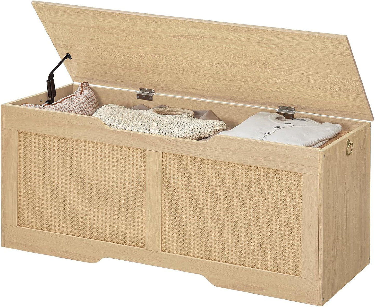 FortyThreeInch RattanLike StorageChest Bench With Safety Hinge
