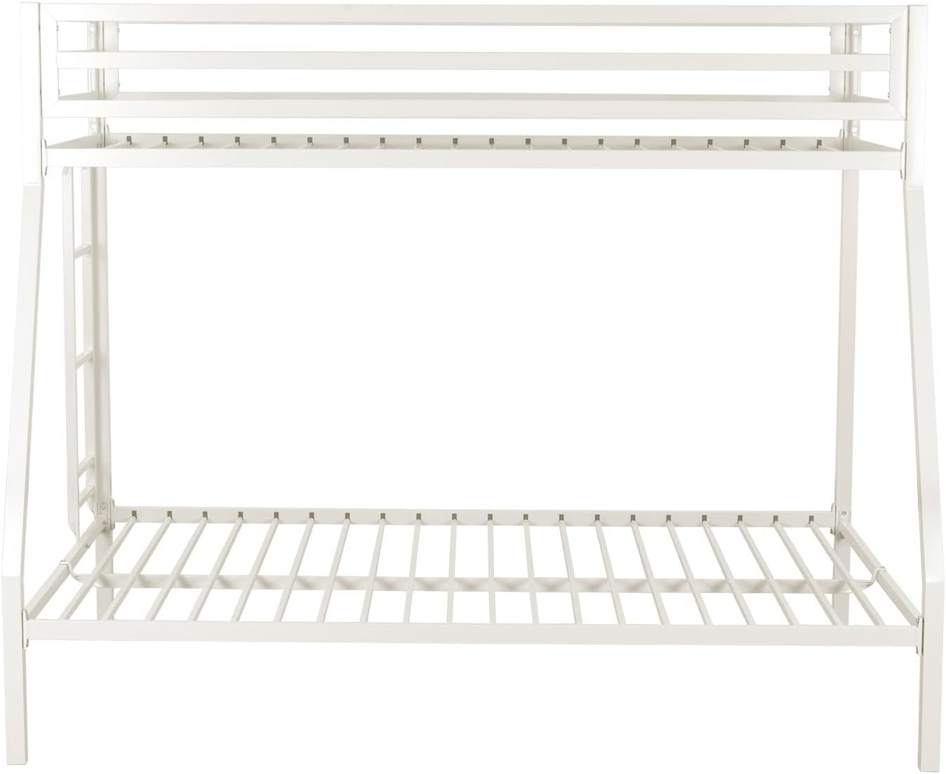 Metal Loft Bunk Bed Twin Over Full Size With Guardrail And Ladder Cream White