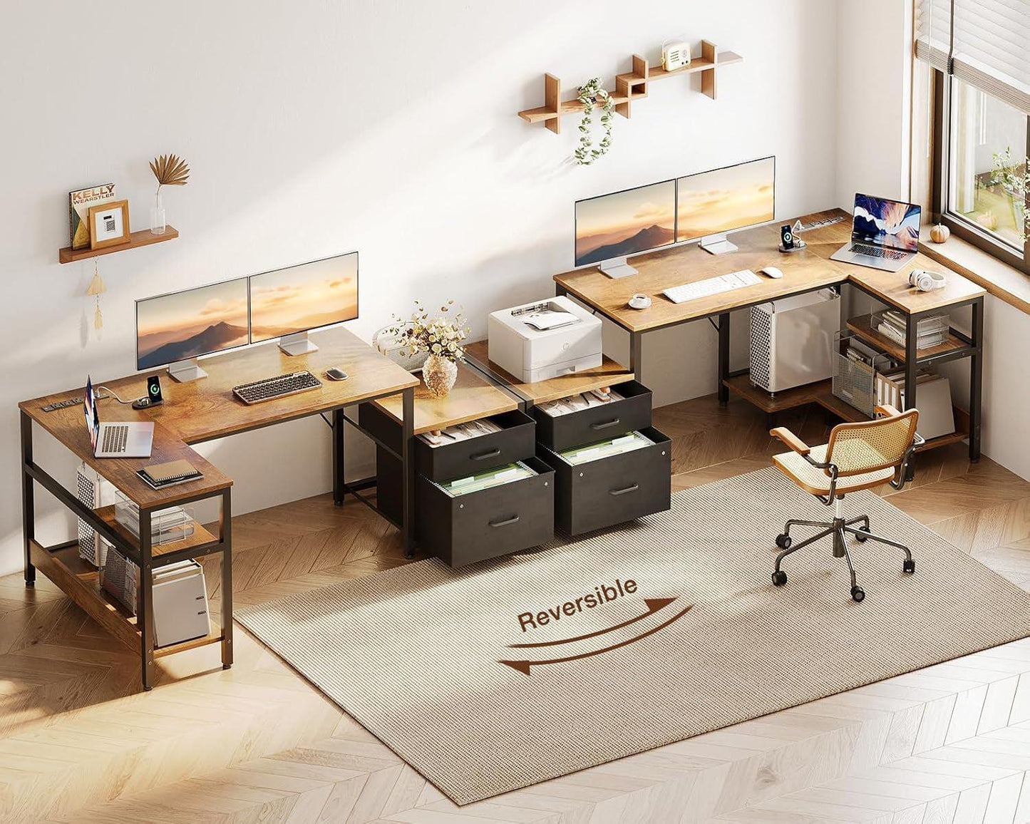 L Shaped Desk With Drawers Industrial Grade Cabinet