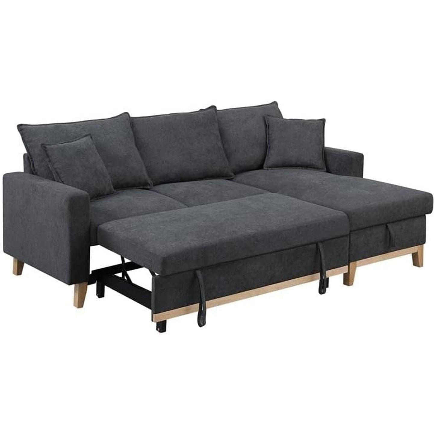 Gray Reversible Sleeper Sectional With Storage Chaise