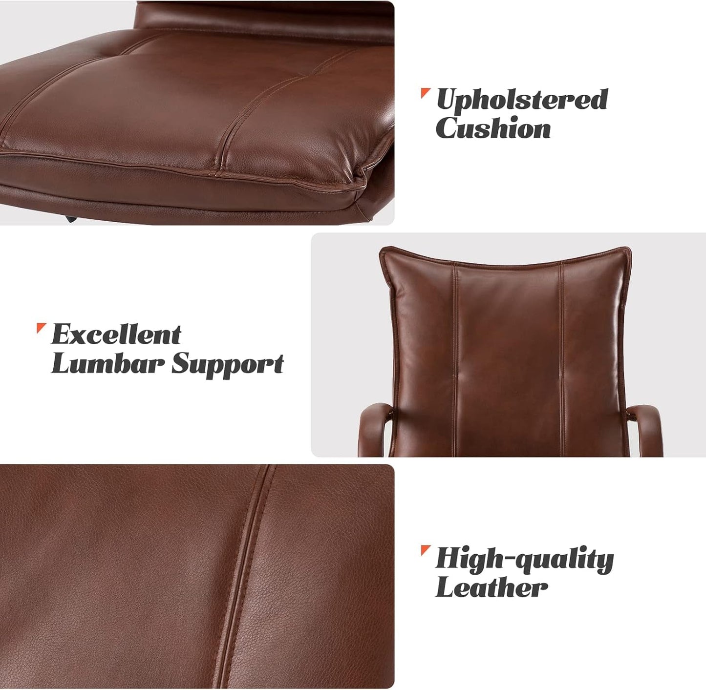 Faux Leather Home Office Desk Chair Adjustable Height Brown