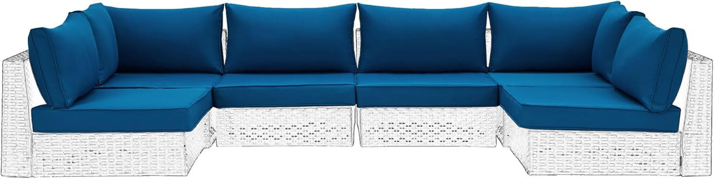 Outdoor Replacement Cushions For 14 Piece Rattan Wicker Set Water Repellent Blue