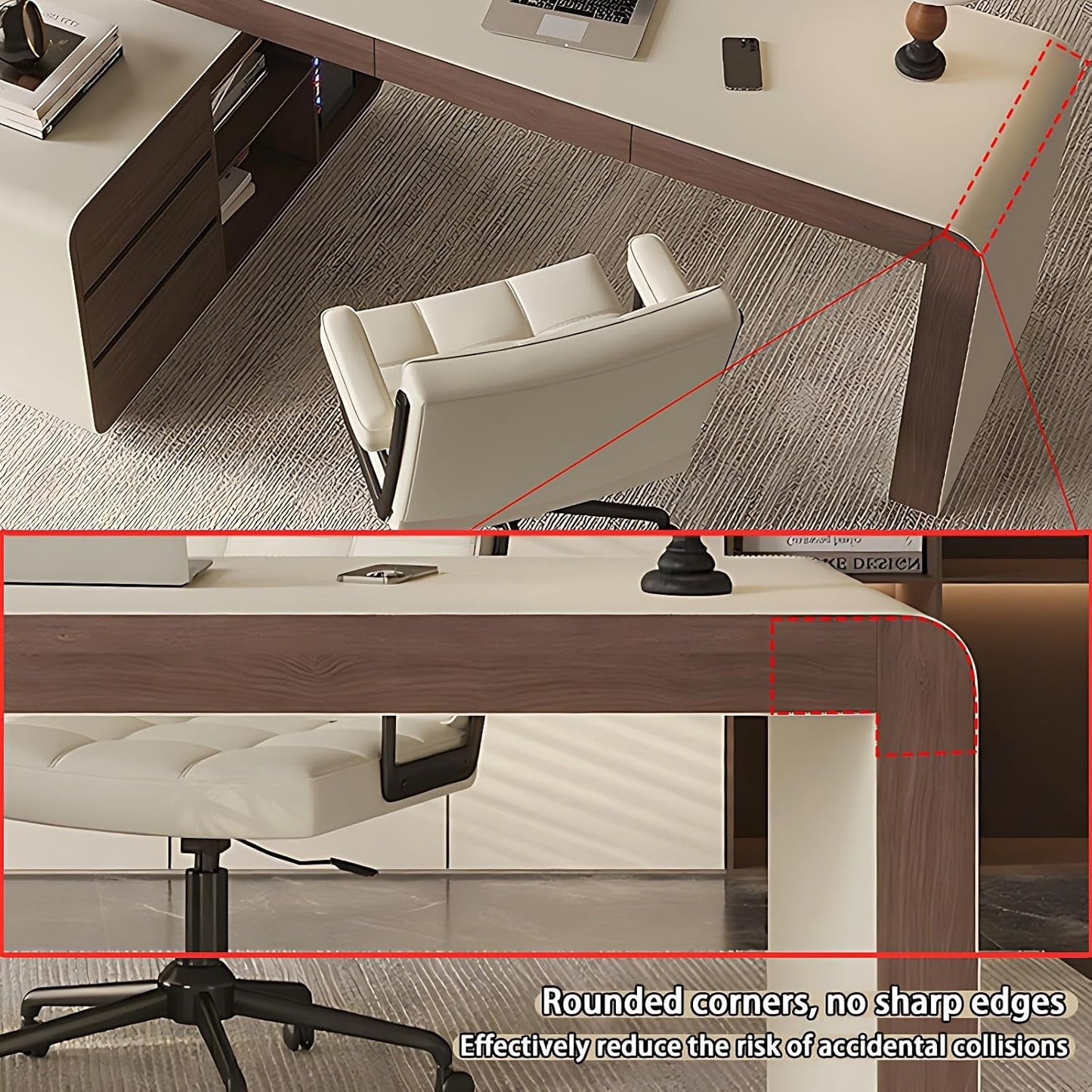 Premium L Shaped Executive Desk 72In Multifunctional