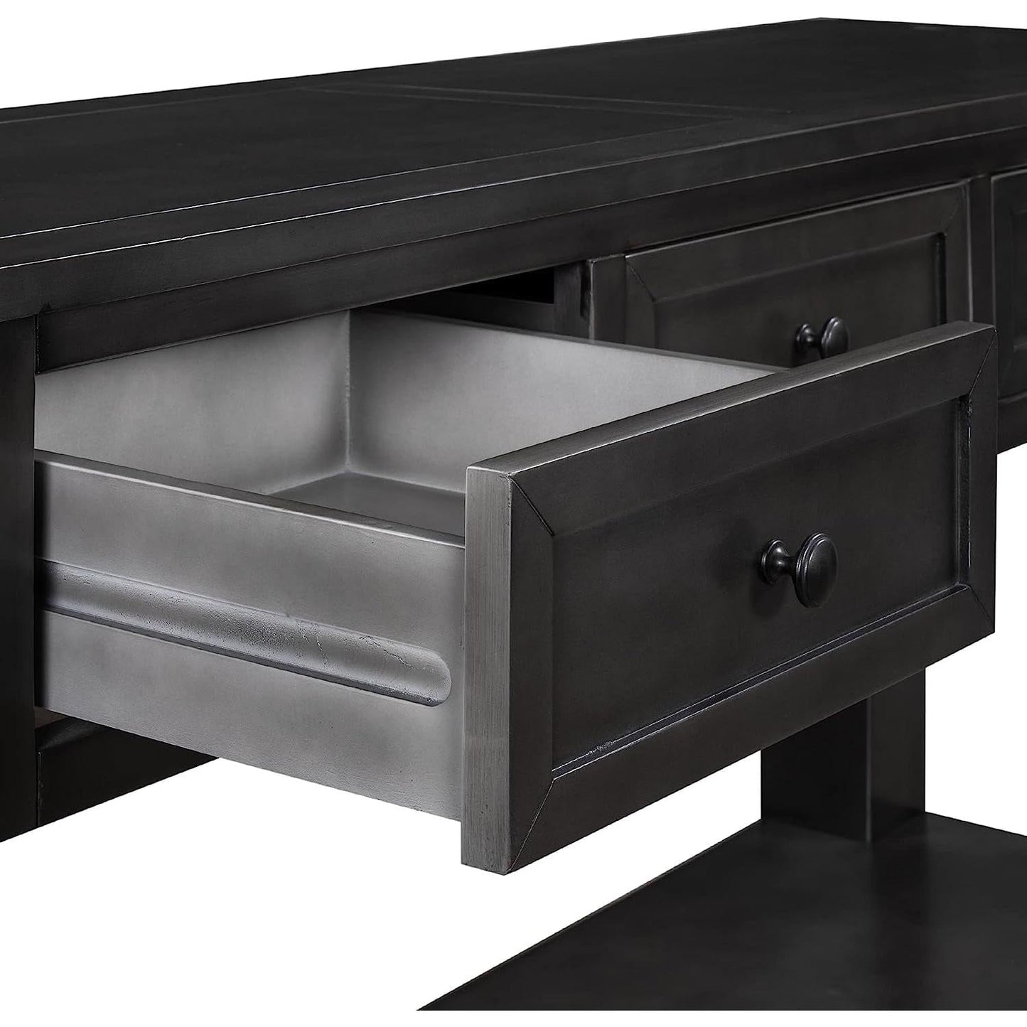 Black Console Table 55In Wide With 3 Drawers And Shelf