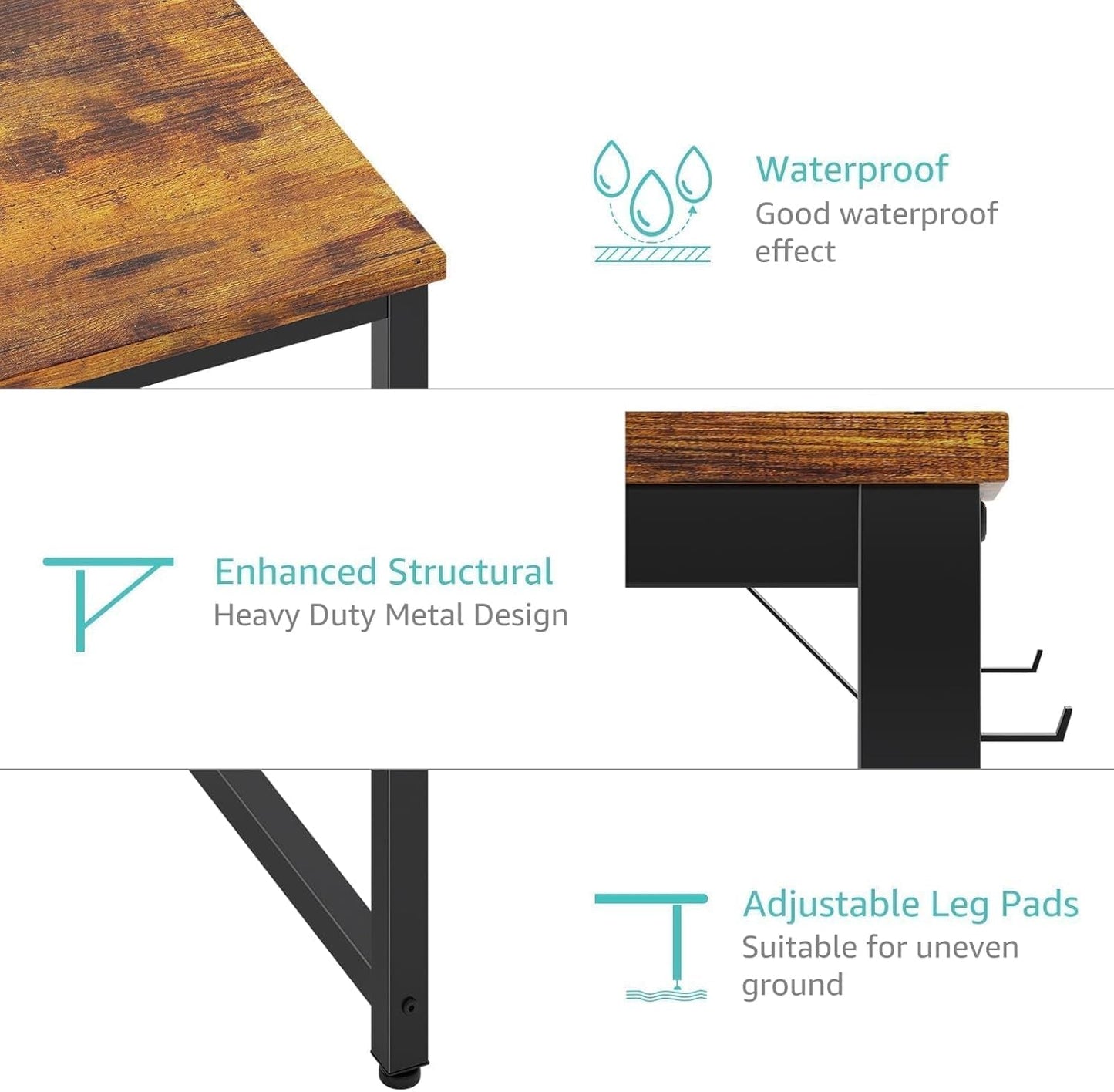 55 Inch Computer Desk With Fabric Drawers Home Office