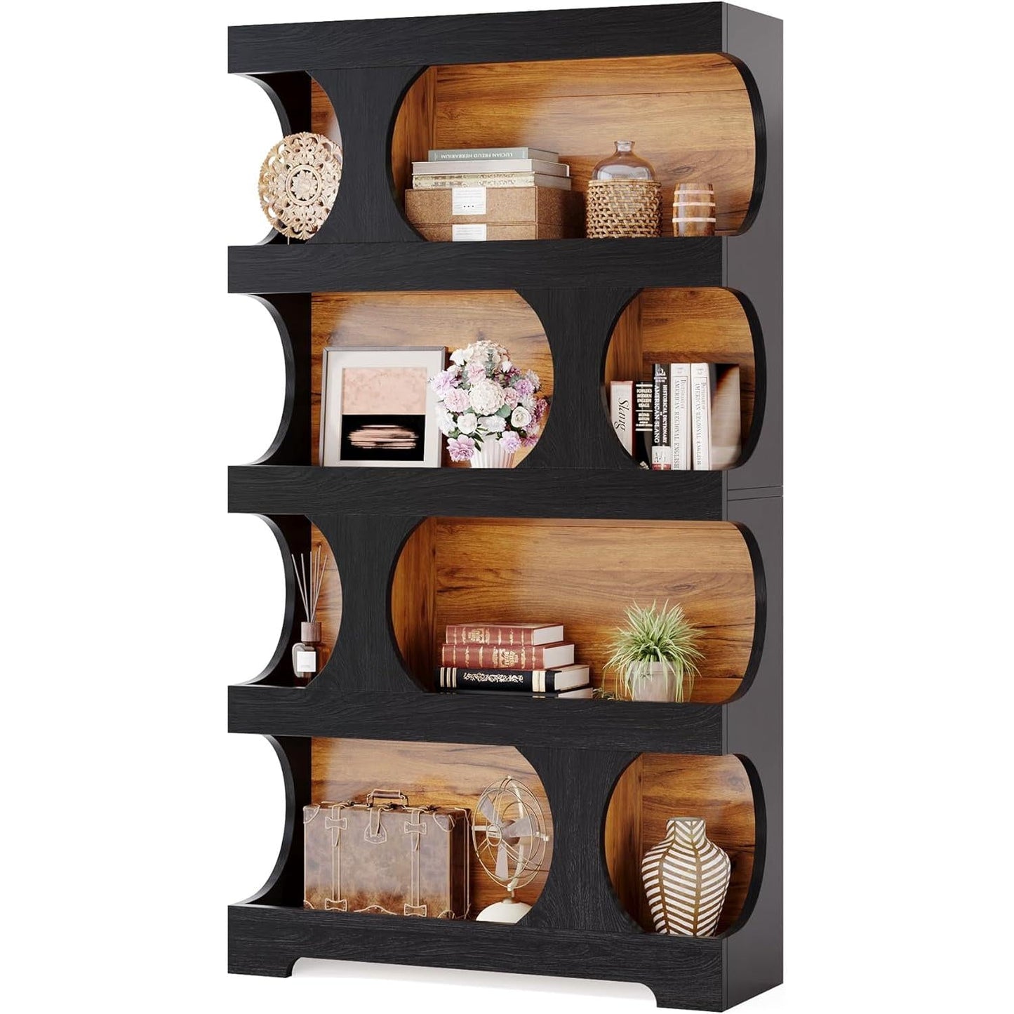Black 71 Inch Tall Bookcase Modern Storage Display