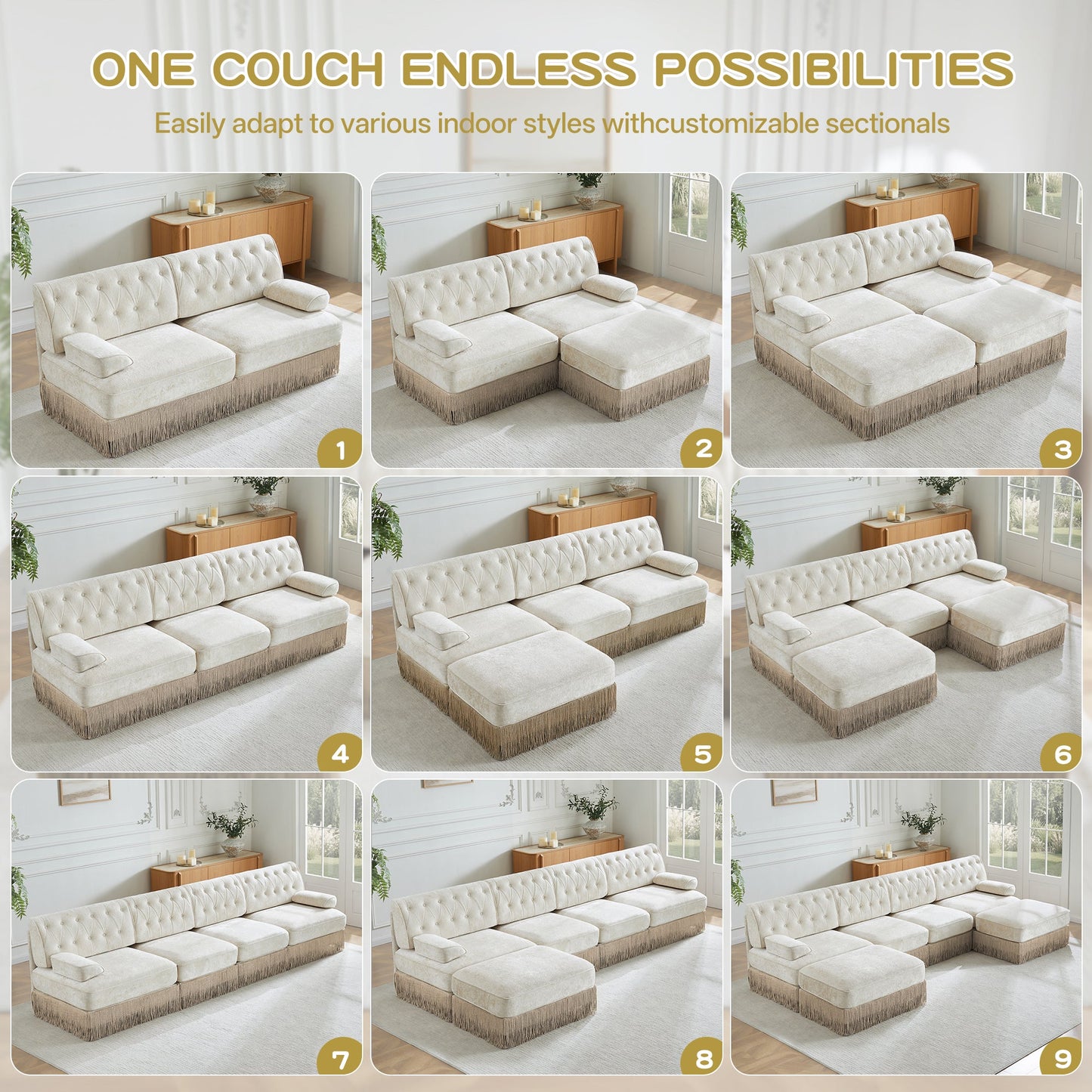 Soft Velvet Fabric Chesterfield Style Sofa